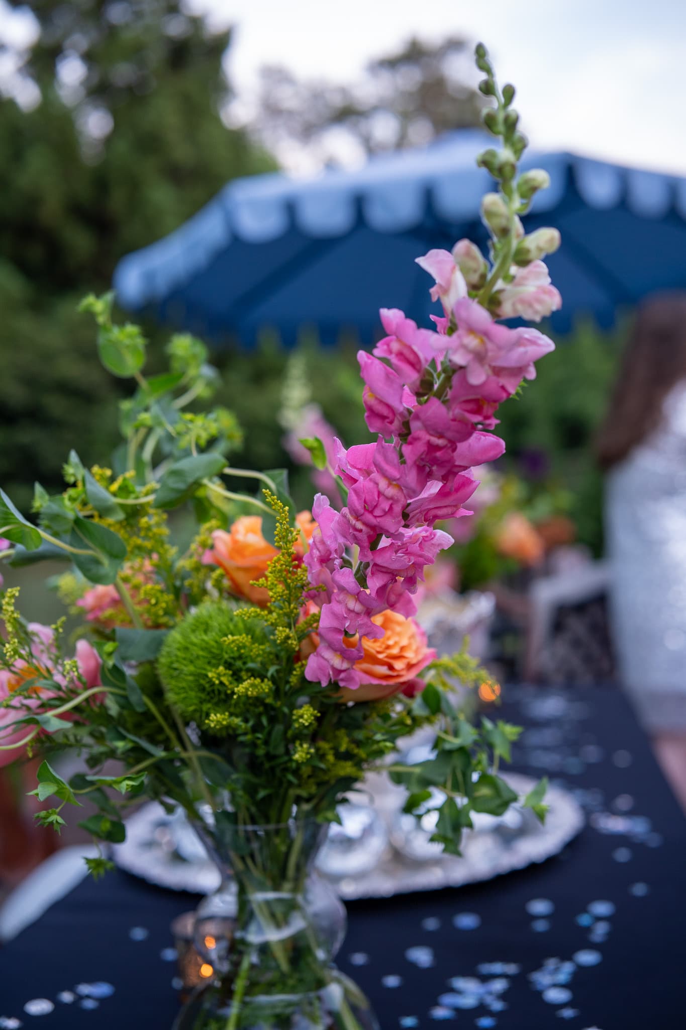 Colorful outdoor floral centerpiece